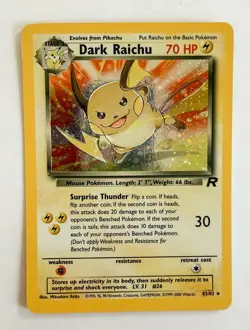 Dark Raichu Pokemon Card 1995 Holographic 83/82 Ungraded - Image 2