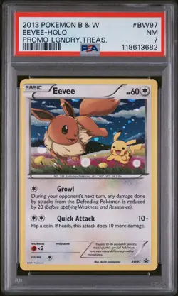 2013 POKEMON BLACK & WHITE PROMO LEGENDARY TREASURES #BW97 EEVEE-HOLO PSA 7 - Image 1