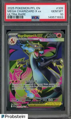 2025 Pokemon PFL EN Ultra Rare #109 Mega Charizard X ex PSA 10 GEM MINT - Image 1