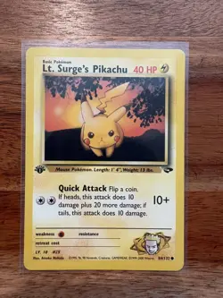 Lt. Surge's Pikachu 84/132 C Gym Challenge Pokemon 1st Edition NM/M - Image 1