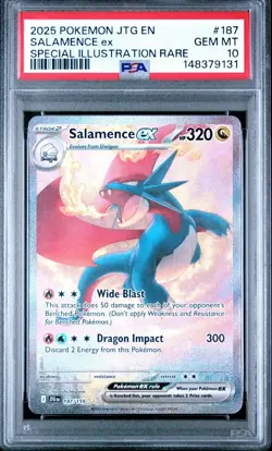 2025 Pokemon JTG EN Salamence ex Special Illustration Rare #187 PSA 10 GEM MT - Image 1