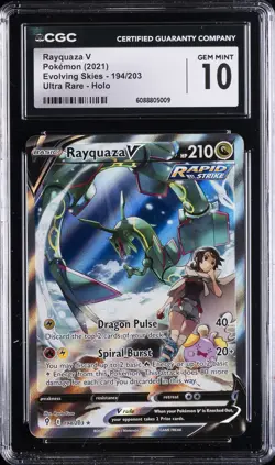 2021 POKEMON EVOLVING SKIES #194 RAYQUAZA CGC 10 GEM MINT - Image 1