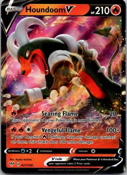 Houndoom V 021/189 Holo V Rare Darkness Ablaze Pokemon Near Mint - Image 1