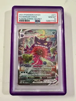 2021 Pokemon SWSH Fusion Strike Secret FA Gengar VMAX #271 PSA 10 Gem Mint - Image 1