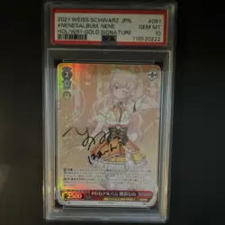 Weiss Schwarz 2021 Nene Hololive Gold Signature Japanese PSA 10 - Image 1