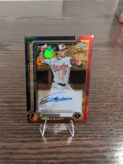 2025 Topps Chrome Gilded Jackson Holliday Auto 5/5 Bookend Red Baltimore Orioles - Image 1