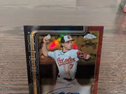 2025 Topps Chrome Gilded Jackson Holliday Auto 5/5 Bookend Red Baltimore Orioles - Image 3