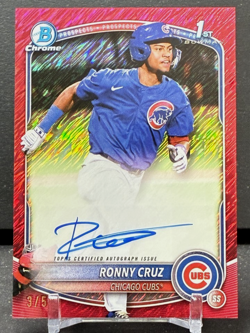 2025 BOWMAN CHROME AUTO /5 RED SHIMMER #CPA-RCR RONNY CRUZ NATIONALS 🔥🔥🔥🔥 - Image 1