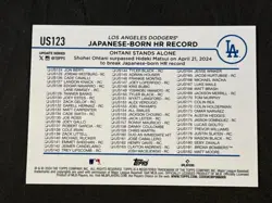 2024 TOPPS UPDATE SHOHEI OHTANI US123 JAPANESE-BORN HR RECORD PURPLE SP DODGERS - Image 2