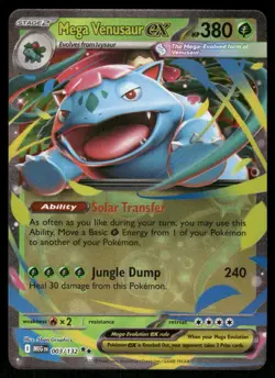 Pokemon Cards Mega Venusaur ex 003/132 Mega Evolution Double Rare NM - Image 1