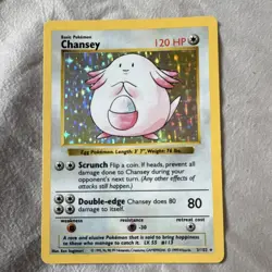 Pokemon TCG Shadowless Chansey Base Set Holo Rare 3/102 120 HP 1999 English Card - Image 1