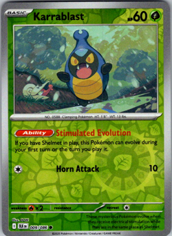Karrablast 009/086 Reverse Holo Black Bolt English Pokemon Card - Image 1
