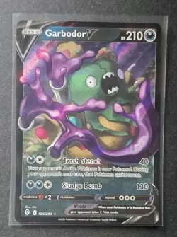 Garbodor V 100/203 Evolving Skies Ultra Rare Holo Pokemon Card NM - Image 1