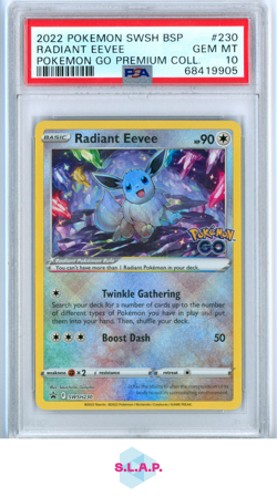 RADIANT EEVEE POKEMON 230 2023 POKEMON GO REV HOLO ENGLISH PSA 10 - Image 1