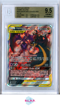 NAGANADEL & GUZZLORD GX UR 2019 POKEMON SUN AND MOON COSMIC ECLIPSE 224 BGS 9.5 - Image 1