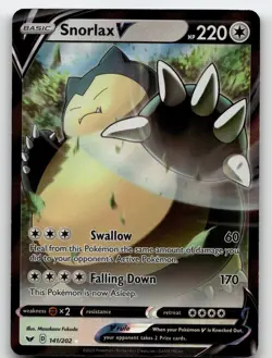 SNORLAX V 141/202 V RARE SWORD & SHIELD POKEMON NEAR MINT - Image 2