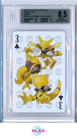 ABRA, KADABRA & ALAKAZAM 2006 POKEMON 10TH ANN. POKER SET GREEN NNO BGS 8.5 - Image 1