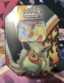 Pokemon TCG Flareon V Collection Tin Brand New Factory Sealed 4 Booster Packs - Image 1