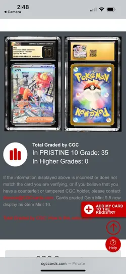 CGC Pristine 10 Mela (092/066) SAR Japanese Pokemon Set Ancient Roar 2023 - Image 4