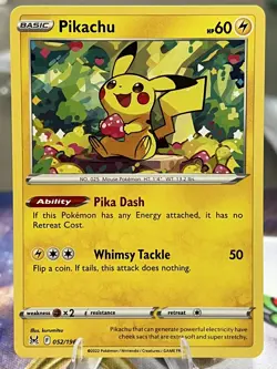 Pikachu 052/196 Pokemon Lost Origin Common Non Holo NM - Image 1