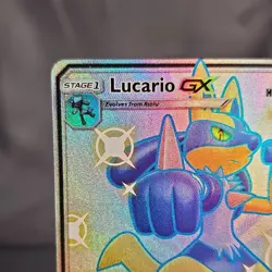 Pokemon Lucario GX Shiny Holo Rare Full Art SV64/SV94 Hidden Fates 2019 NM - Image 2