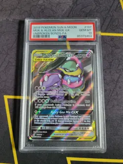 Muk & Alolan Muk GX Full Art Pokemon Card PSA 10 Unbroken Bonds 197/214 2019 D22 - Image 1