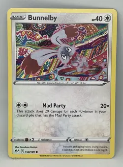 Pokemon Error Card - Bunnelby Darkness Ablaze 150/189 Miscut Crimping - Image 3