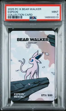 2025 POKEMON CENTER X BEAR WALKER COLLECTION CARDS ESPEON 73/930 PSA 9 - Image 1