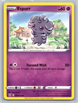 Espurr 060/163 Battle Styles Psychic-Type Restraint Basic 60 HP Pokemon TCG - Image 1