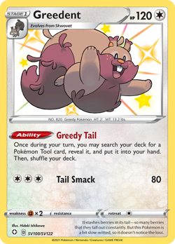 Greedent SV100/SV122 Shiny Rare Shining Fates Shiny Vault Pokemon Near Mint - Image 1