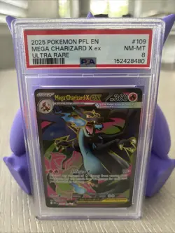 2025 POKEMON PFL EN-PHANTASMAL FLAMES ULTRA RARE #109 MEGA CHARIZARD X EX PSA 8 - Image 1
