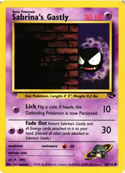 Pokemon TCG Sabrina's Gastly 96/132 Common Gym Challenge Unlimited LP/MP - Image 1