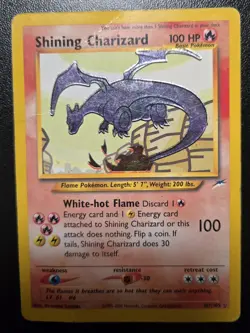 Pokemon- Shining Charizard 107/105 Neo Destiny HOLO WOTC – CREASED / READ – RARE - Image 1