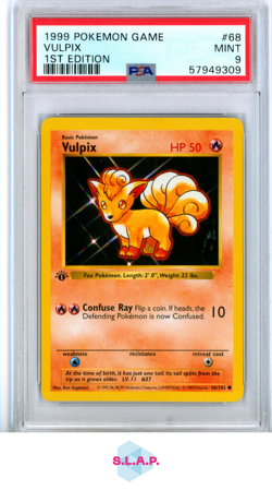 VULPIX SHADOWLESS 1ST EDITION POKEMON GAME 1999 68 PSA 9 - Image 1