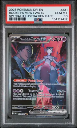 2025 POKEMON DRI EN-DESTINED RIVALS #231 TEAM ROCKET'S MEWTWO EX PSA 10 - Image 1
