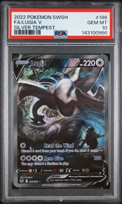 2022 POKEMON SWORD & SHIELD SILVER TEMPEST #186 FULL ART/LUGIA V PSA 10 - Image 1