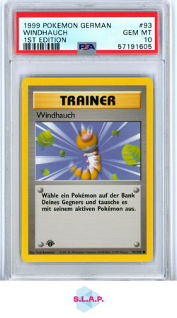 WINDHAUCH 1ST EDITION POKEMON GERMAN 1999 93 PSA 10 - Image 1