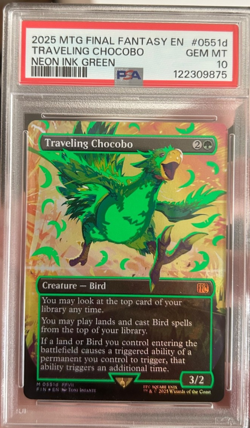 2025 MTG FINAL FANTASY COLORFUL CHOCOBOS-NEON INK GREEN TRAVELING CHOCOBO PSA 10 - Image 1