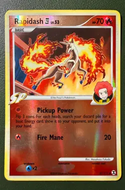 Pokemon TCG Rapidash 47/111 Rising Rivals PL2 Reverse Holo LP - Image 1