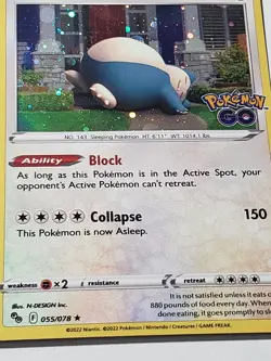 COSMOS HOLO Snorlax 055/078 NM / M EXCLUSIVE VARIANT Pokemon Go TCG Pokemon Card - Image 2
