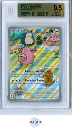 CHANSEY POKEMON 187 2024 TWILIGHT MASQUERADE ILL RARE IR EN BGS 9.5 - Image 1