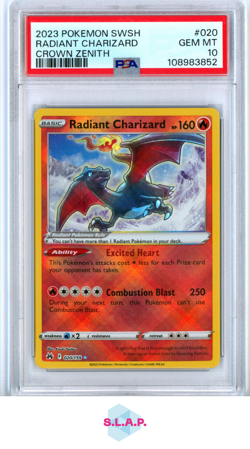 RADIANT CHARIZARD POKEMON 20 2023 CROWN ZENITH REV HOLO ENGLISH PSA 10 - Image 1