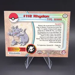 2000 TOPPS Chrome Pokemon Rhydon #112 TV Animation - Series 2 Holo Foil - Image 2