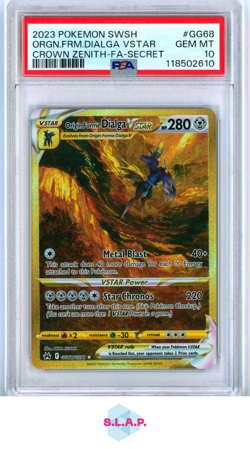 ORIGIN FORME DIALGA VSTAR POKEMON GG68 2023 CROWN ZENITH FULLART ENGLISH PSA 10 - Image 1