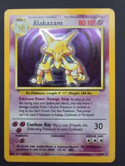 Pokemon TCG Alakazam Base Set 1/102 Holo Unlimited Holo Rare MP Vintage WOTC - Image 1