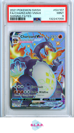 FA/CHARIZARD VMAX SHINING FATES POKEMON SWSH SHINING FATES 2021 SV107 PSA 9 - Image 1