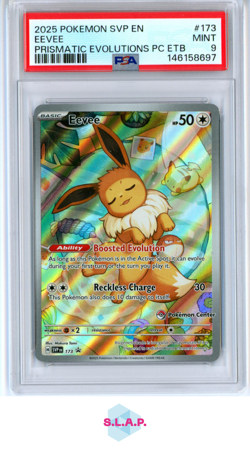 EEVEE PRISMATIC EVOLUTIONS PC ETB POKEMON SVP EN-SV BLCK STR PRM 2025 173 PSA 9 - Image 1