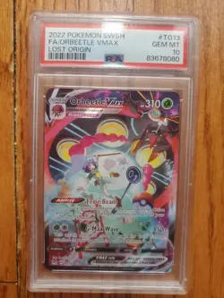 2022 POKEMON LOST ORIGIN #TG13 FULL ART/ORBEETLE VMAX PSA 10 - Image 1