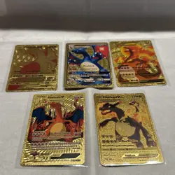 Set of 5 Pokemon Charizard Gold Foil Fan Art NM - Excellent Condition - Image 1