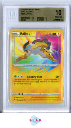 RAIKOU A 2020 POKEMON SWORD AND SHIELD VIVID VOLTAGE 50 BGS PRISTINE 10 - Image 1